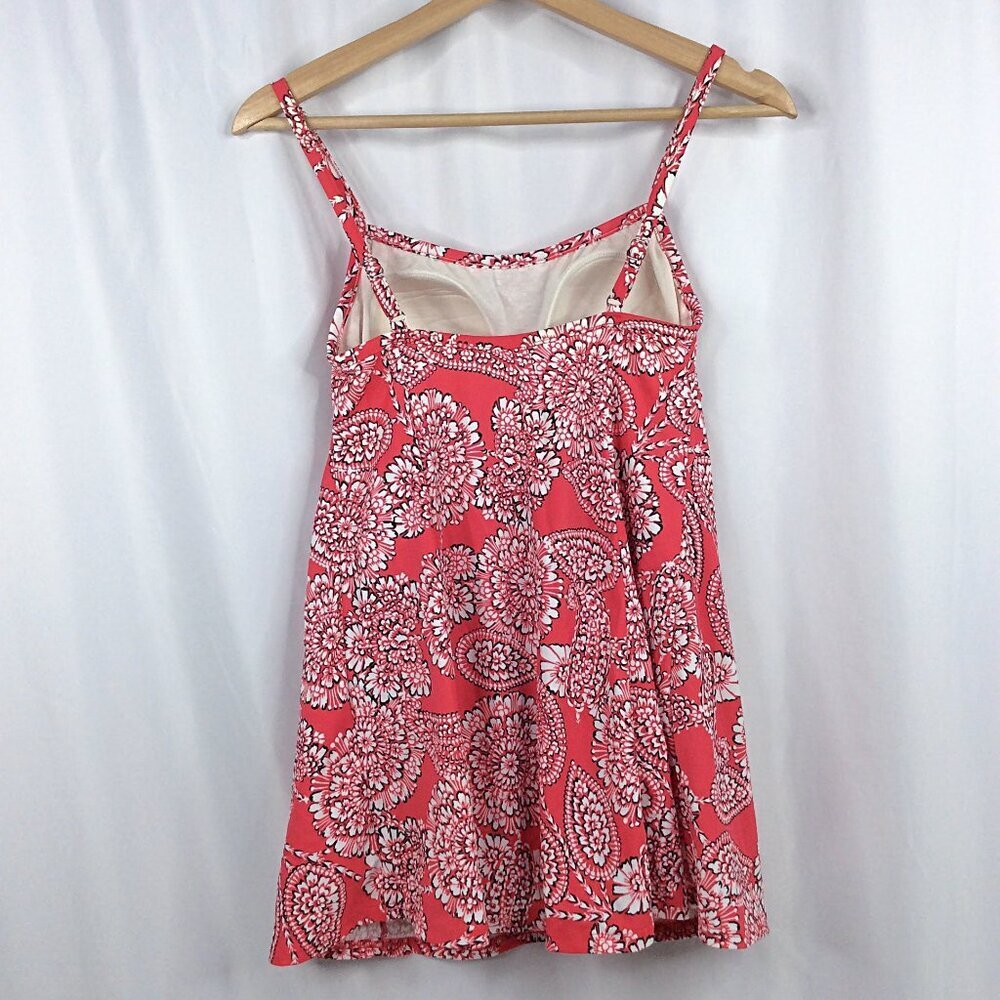 UPSTREAM One Piece Swimdress Womens Size 8 Floral Built in Bra Pink Swimsuit - Picture 2 of 10